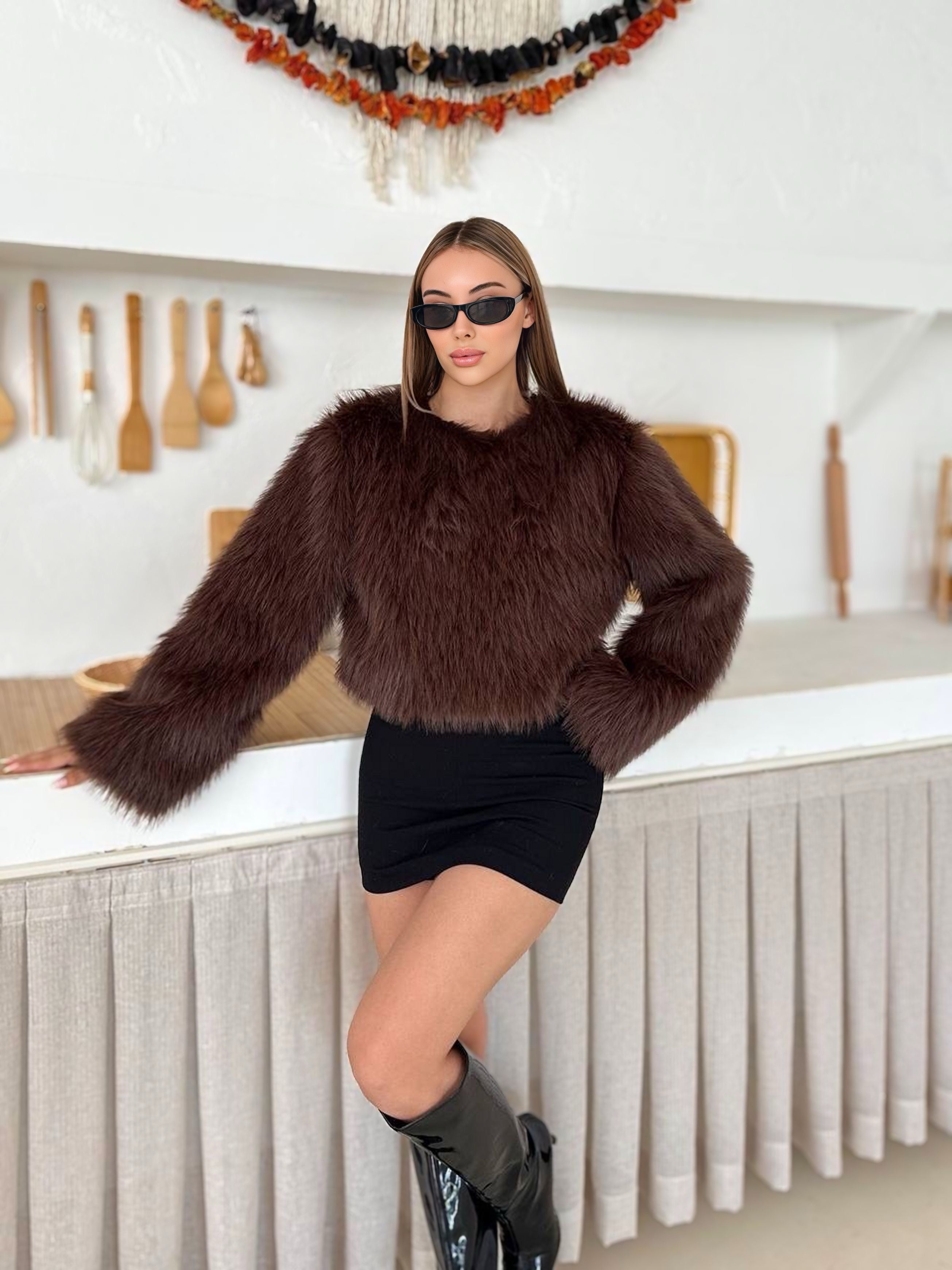 Uzun Tüylü Peluş Kazak