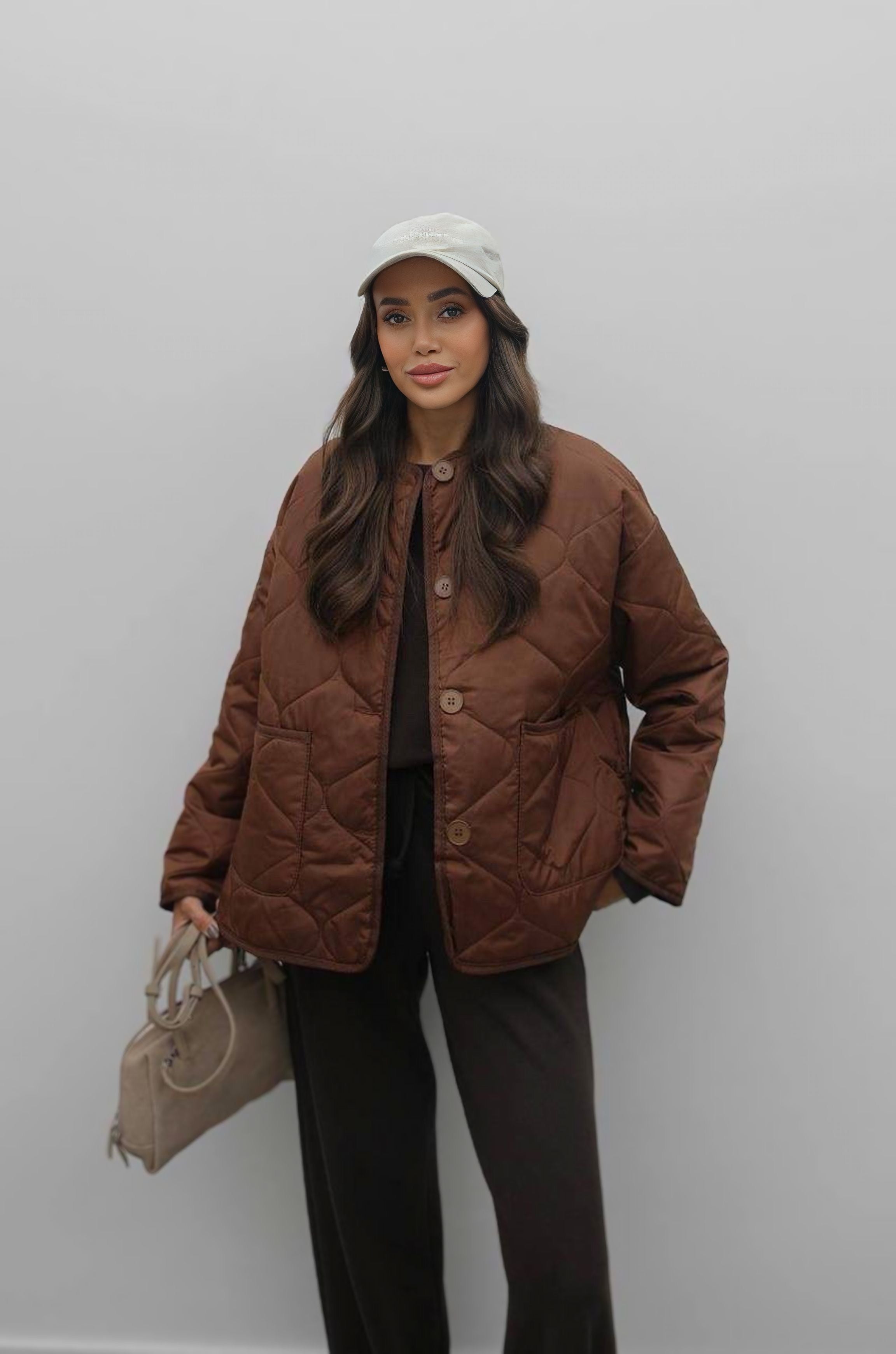 Baklava Desenli Oversize Ceket