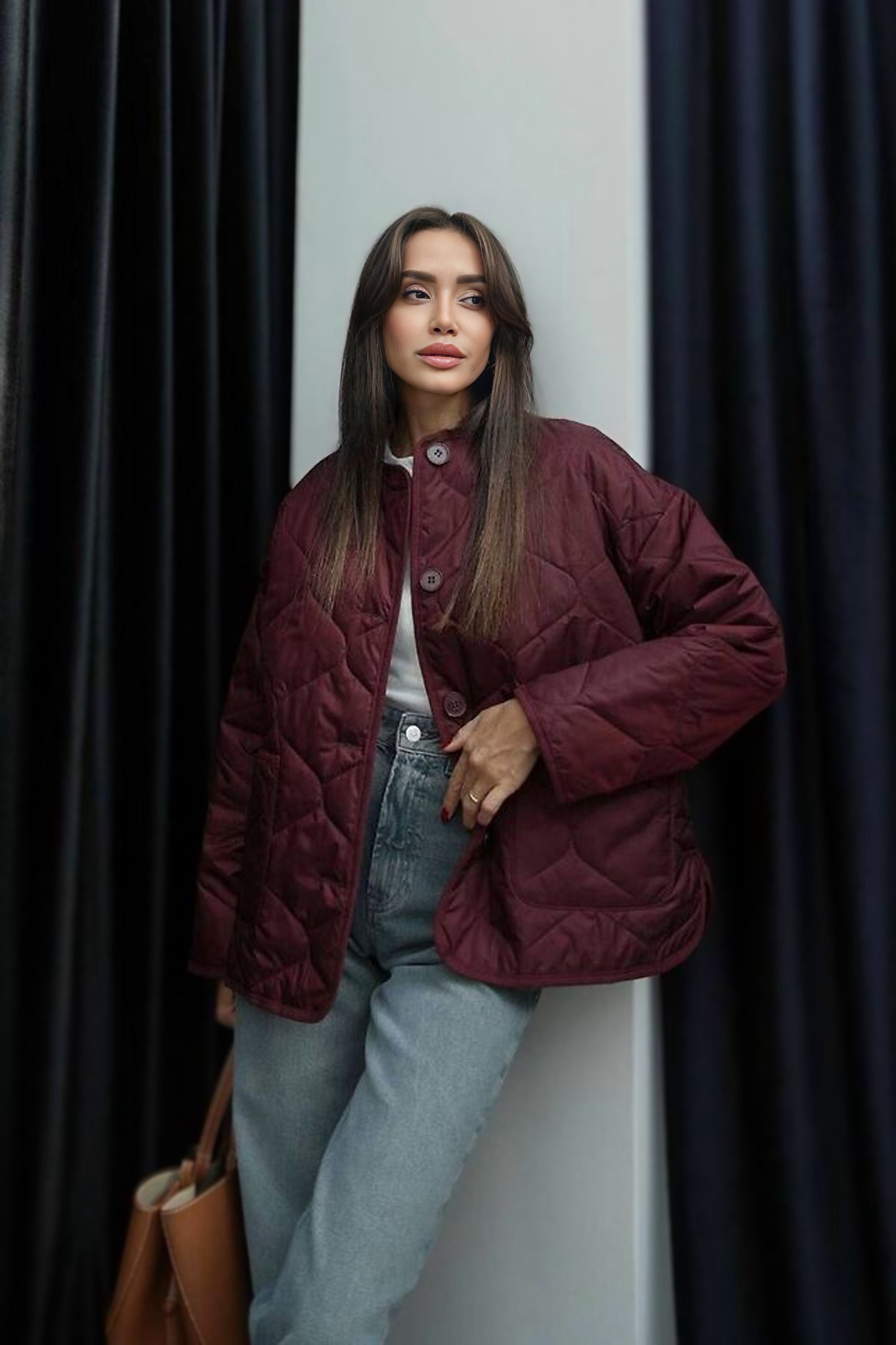Baklava Desenli Oversize Ceket