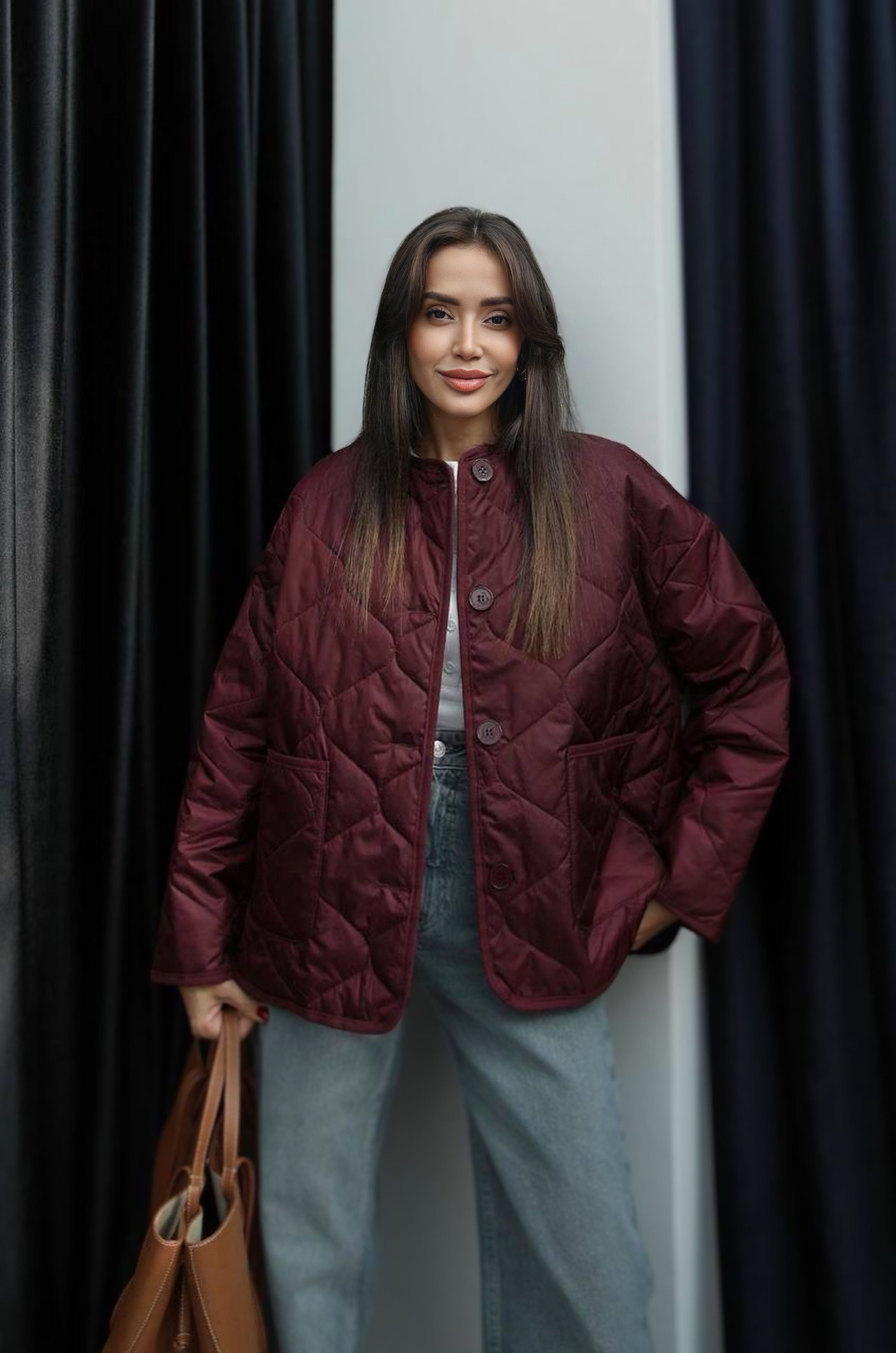 Baklava Desenli Oversize Ceket