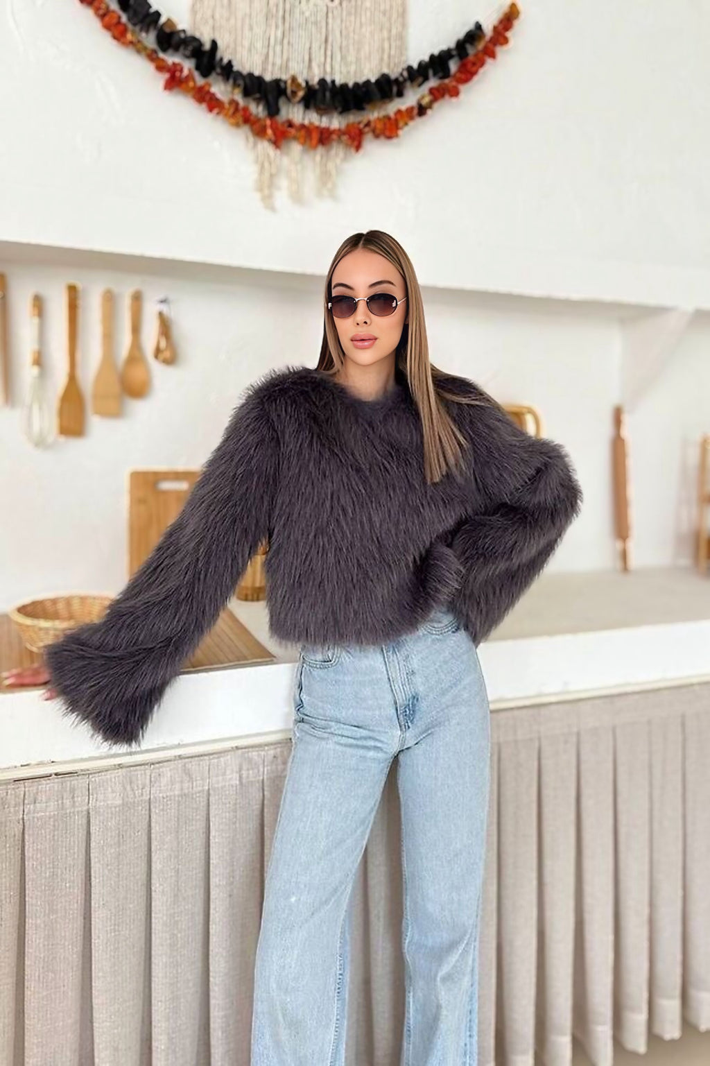 Uzun Tüylü Peluş Kazak