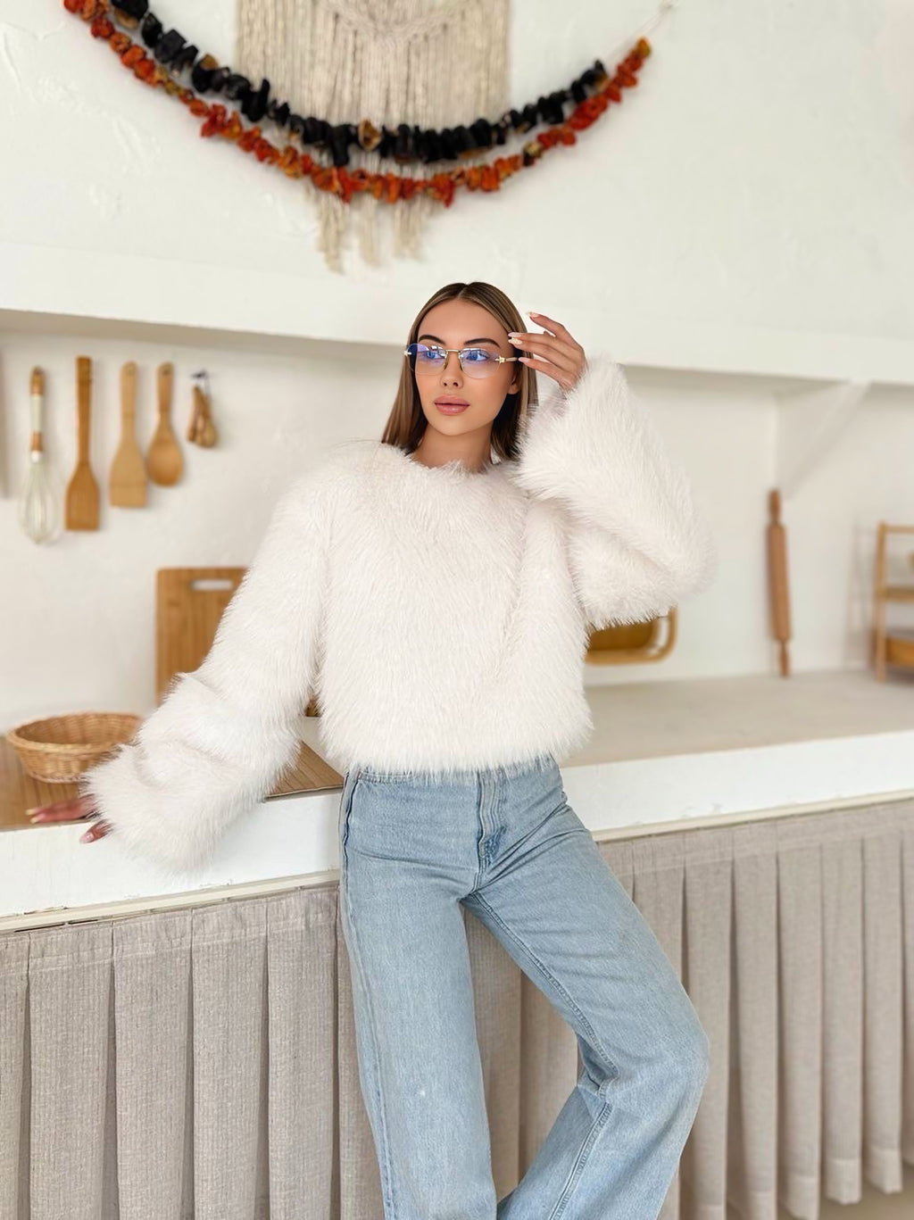 Uzun Tüylü Peluş Kazak