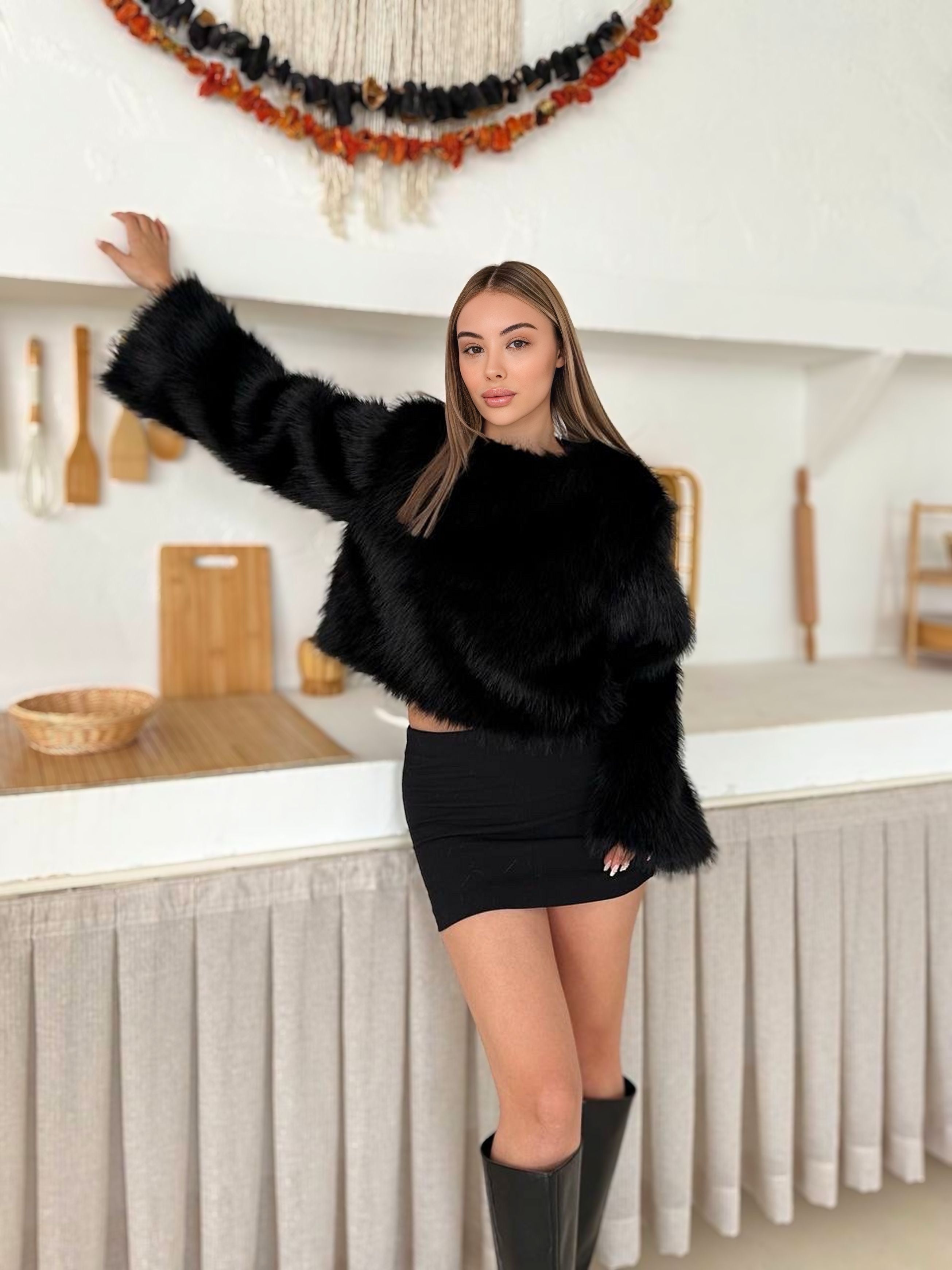 Uzun Tüylü Peluş Kazak