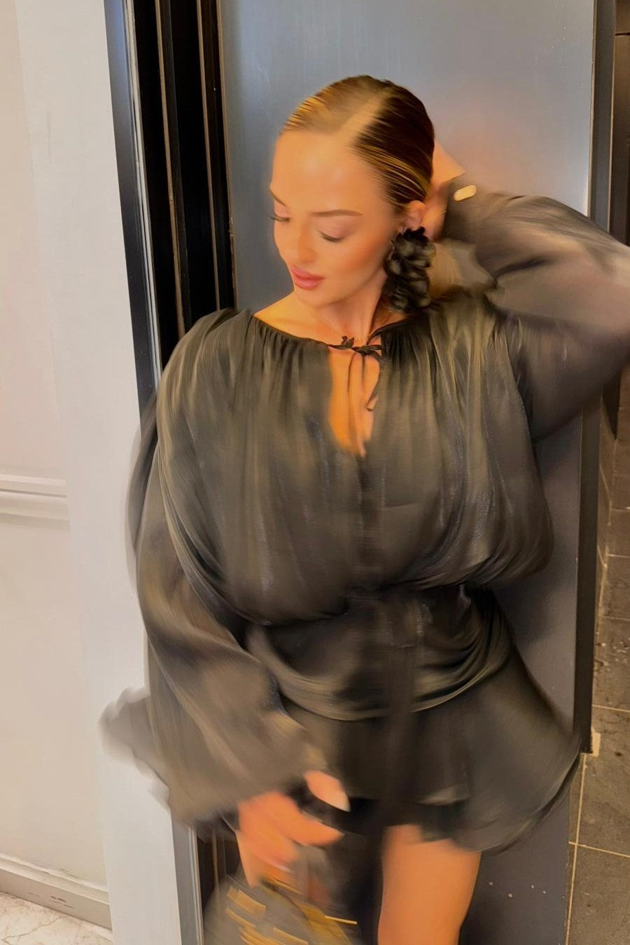 İp Detaylı Yuvarlak Yaka Mini Elbise