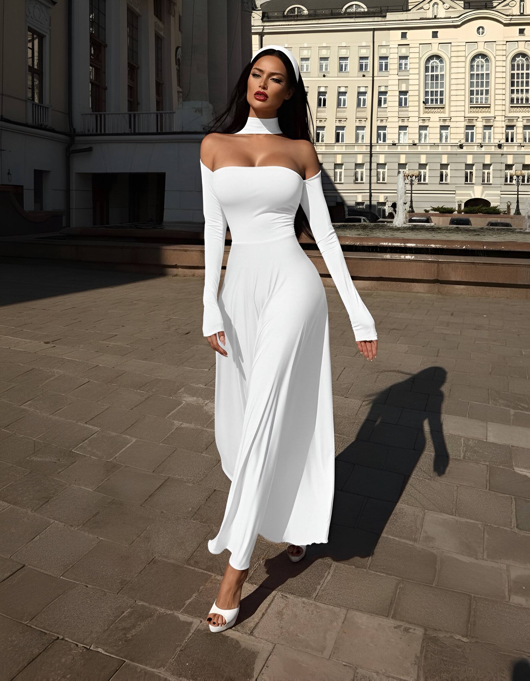 Sandy Kumaş Uzun Elbise