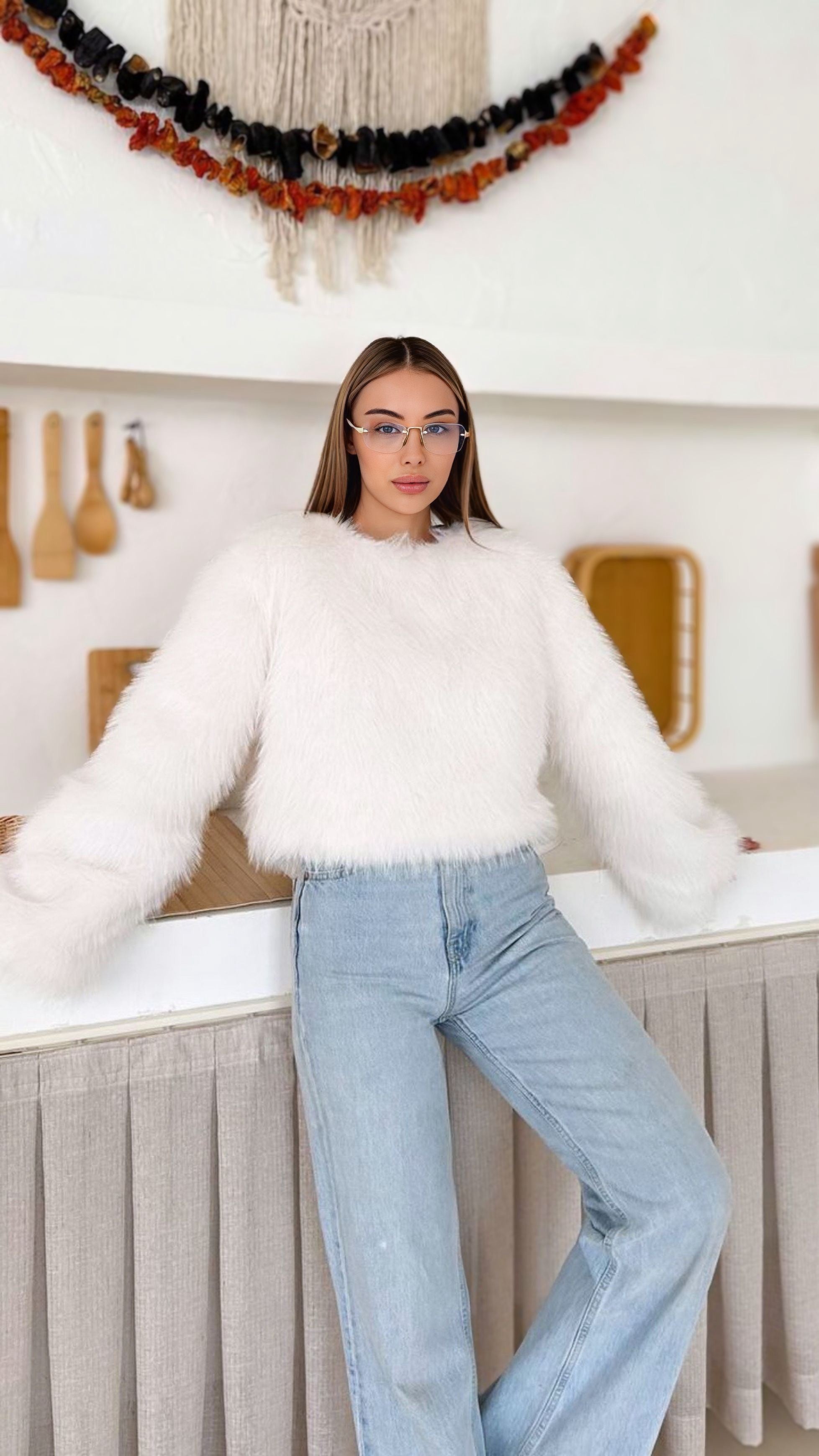 Uzun Tüylü Peluş Kazak