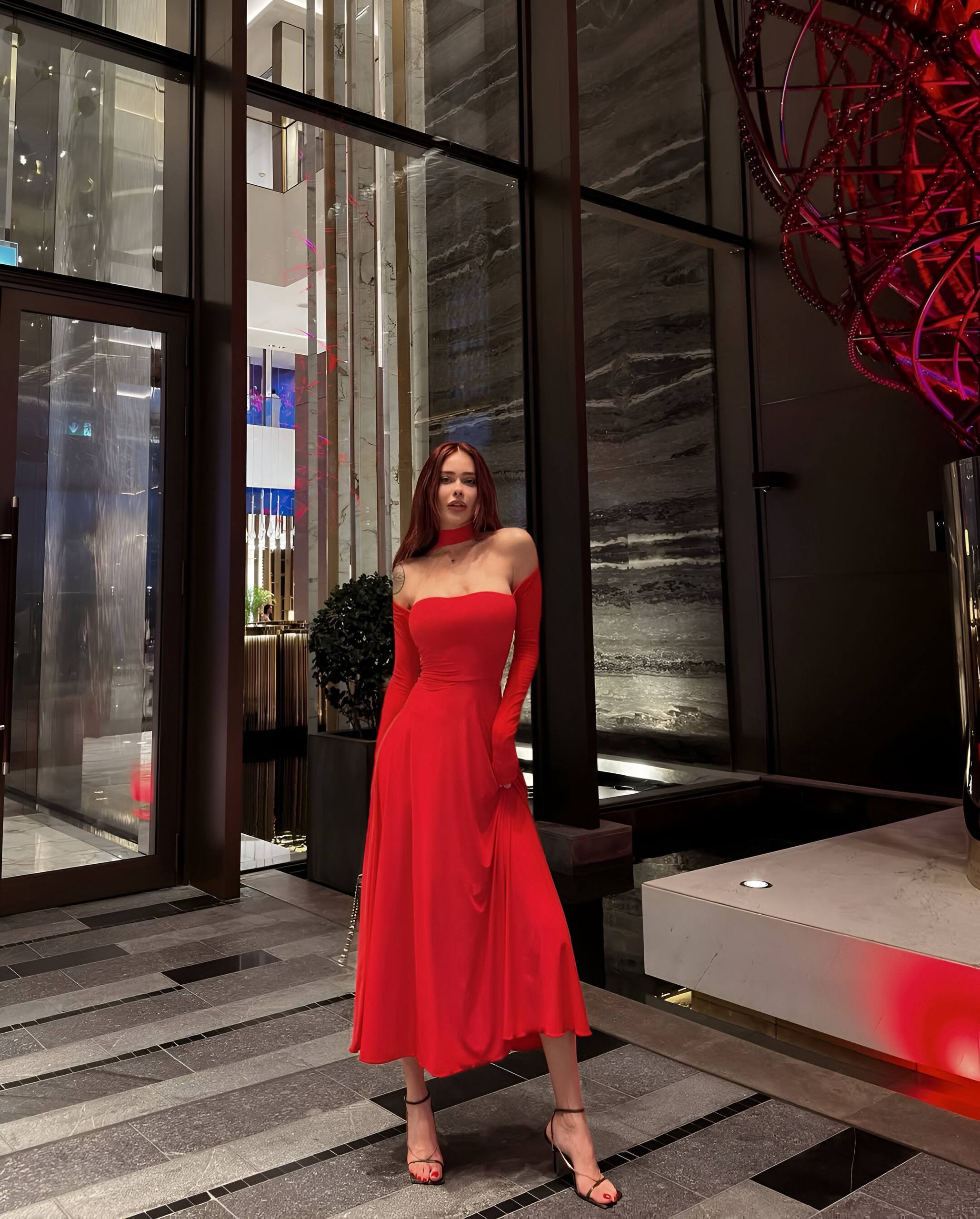 Sandy Kumaş Uzun Elbise