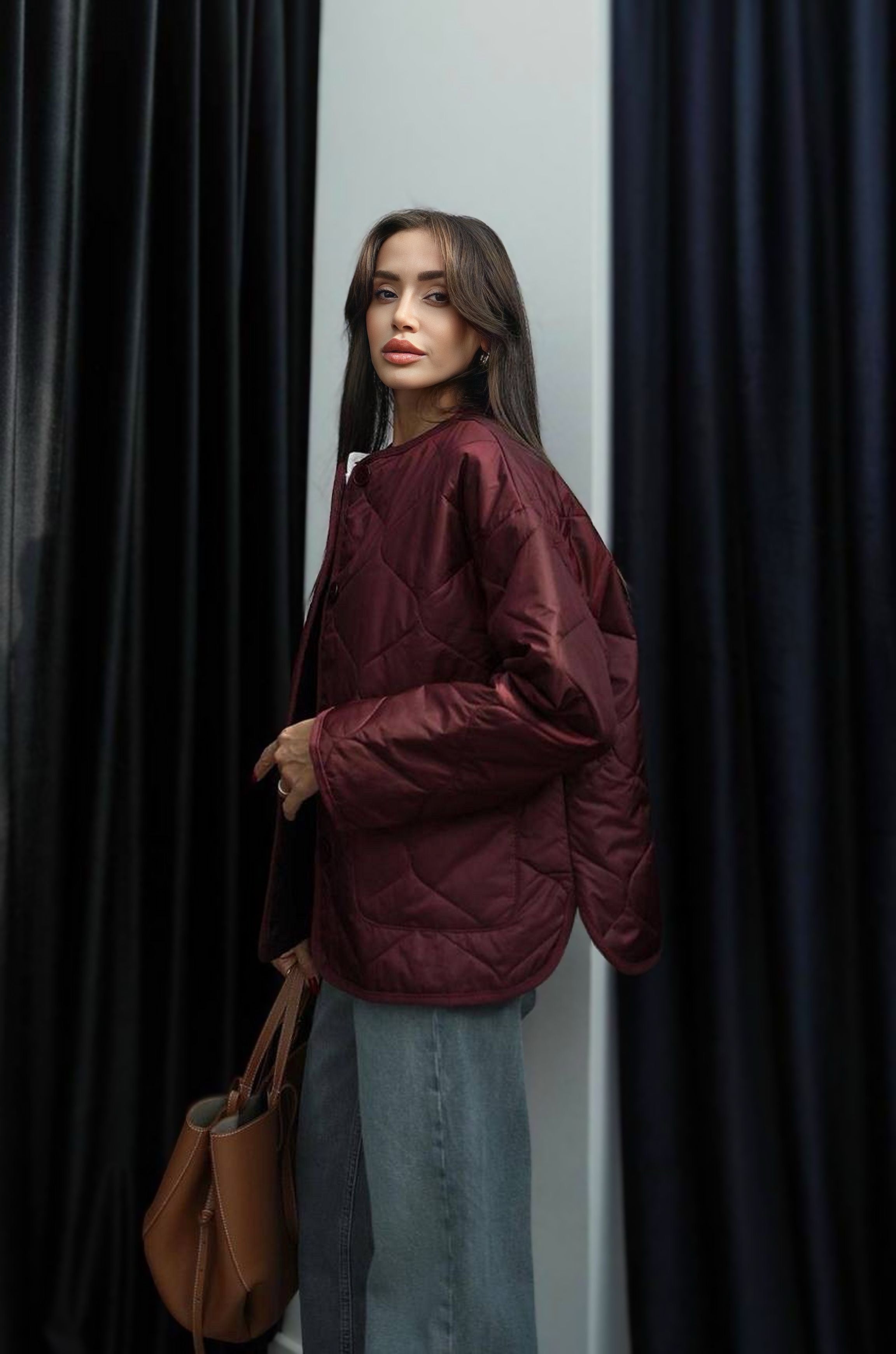 Baklava Desenli Oversize Ceket