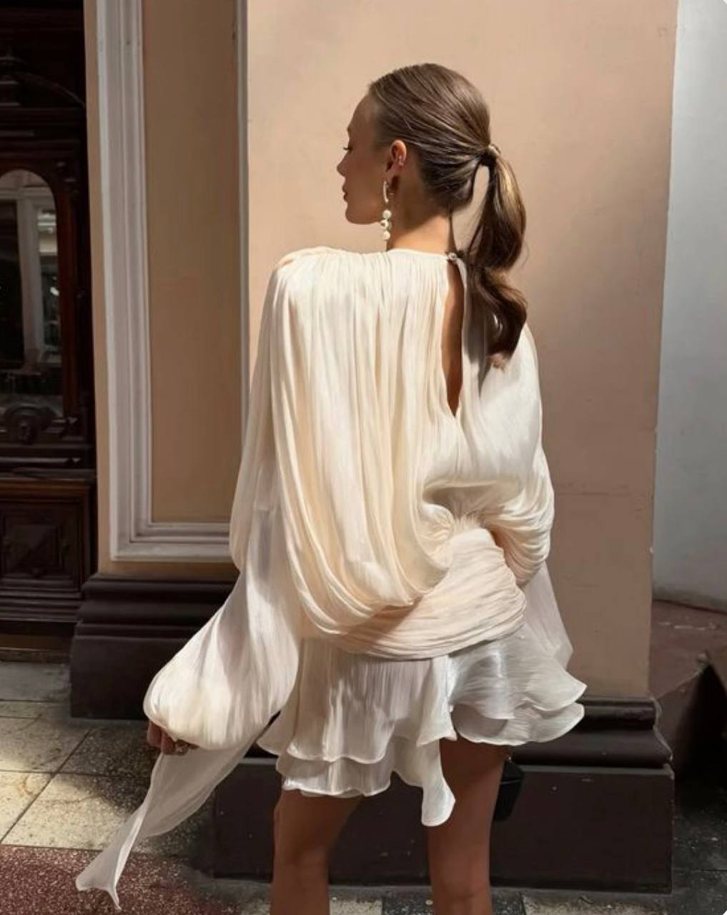 İp Detaylı Yuvarlak Yaka Mini Elbise