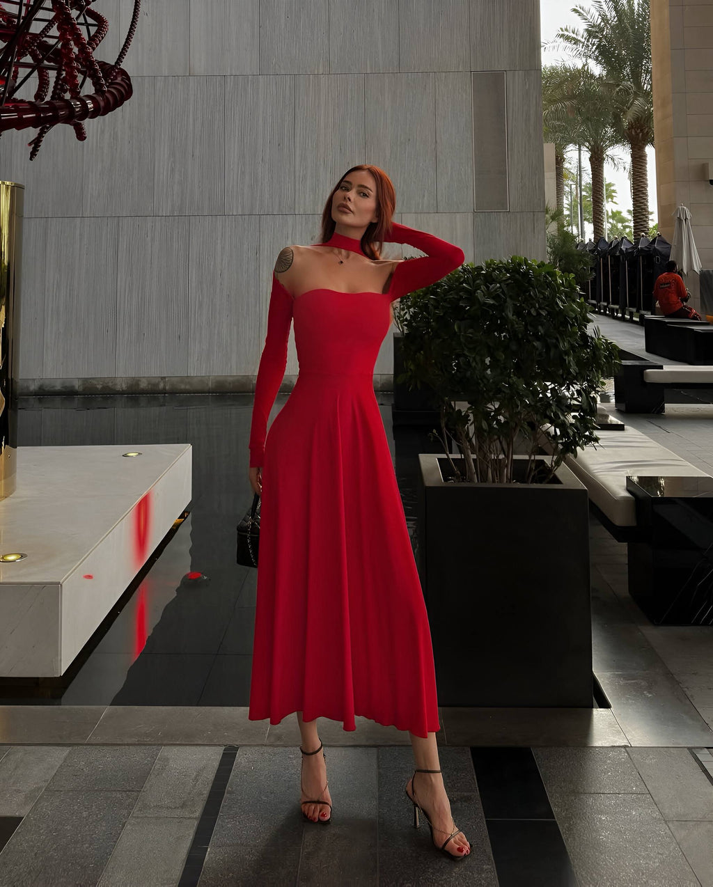 Sandy Kumaş Uzun Elbise