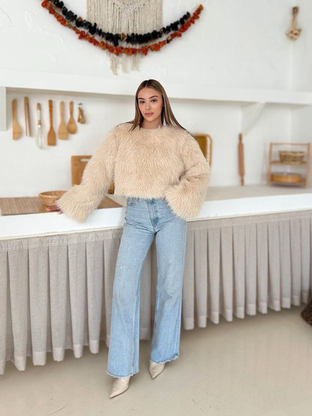 Uzun Tüylü Peluş Kazak