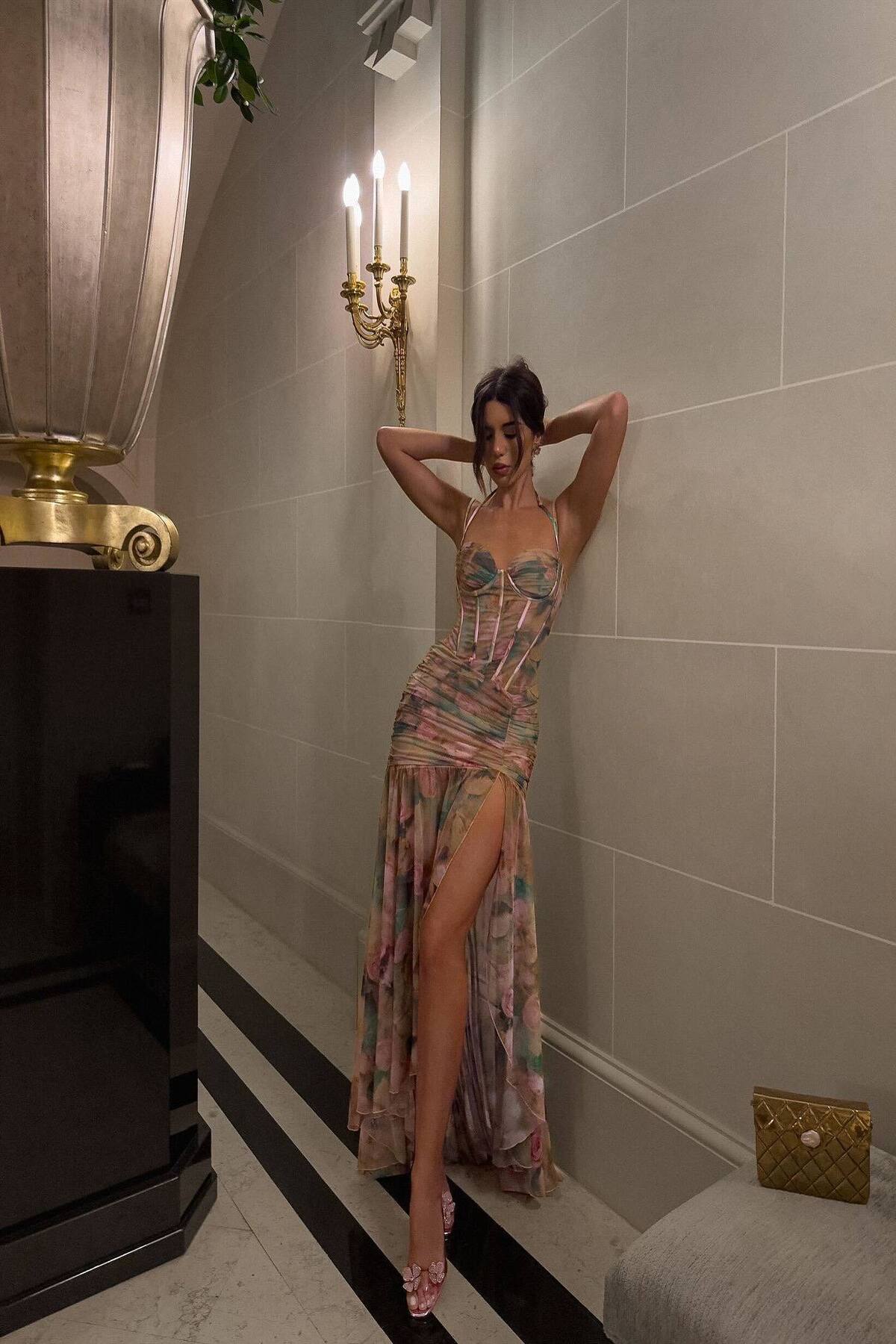 Digital Baskı Tasarım Maxi Elbise