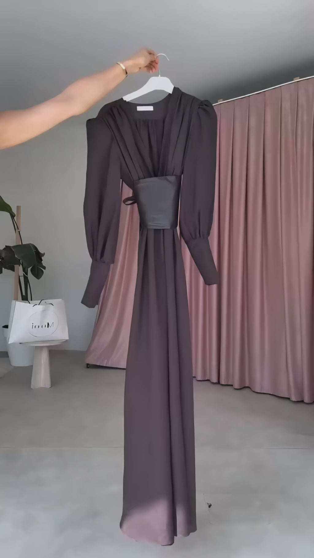 Seyyar Deri Korseli Belden Bağlamalı Elbise