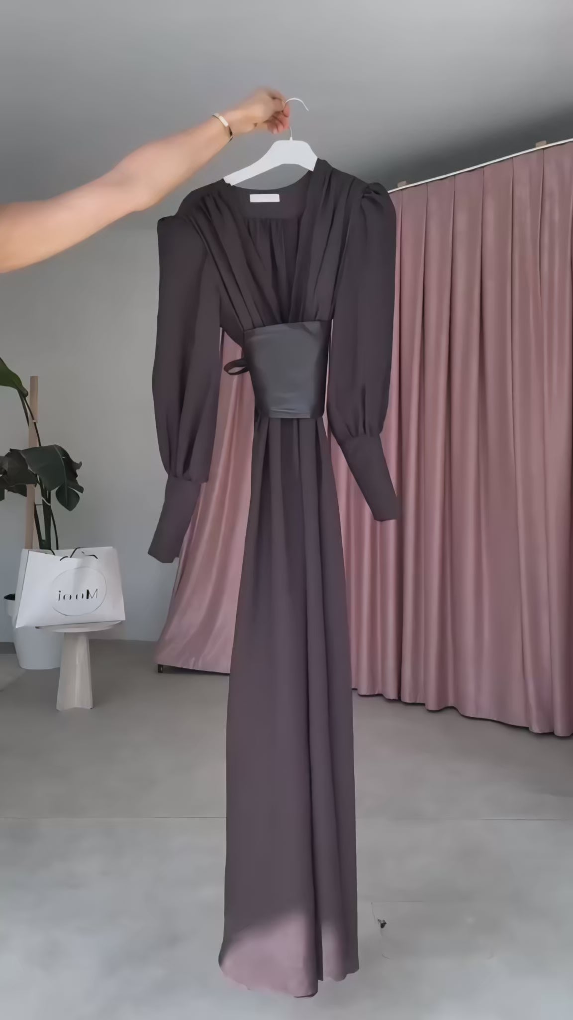 Seyyar Deri Korseli Belden Bağlamalı Elbise